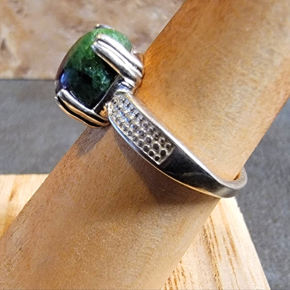 Native Ruby Fuchsite Gemstone Ring 7 Sterling Sil… - image 5